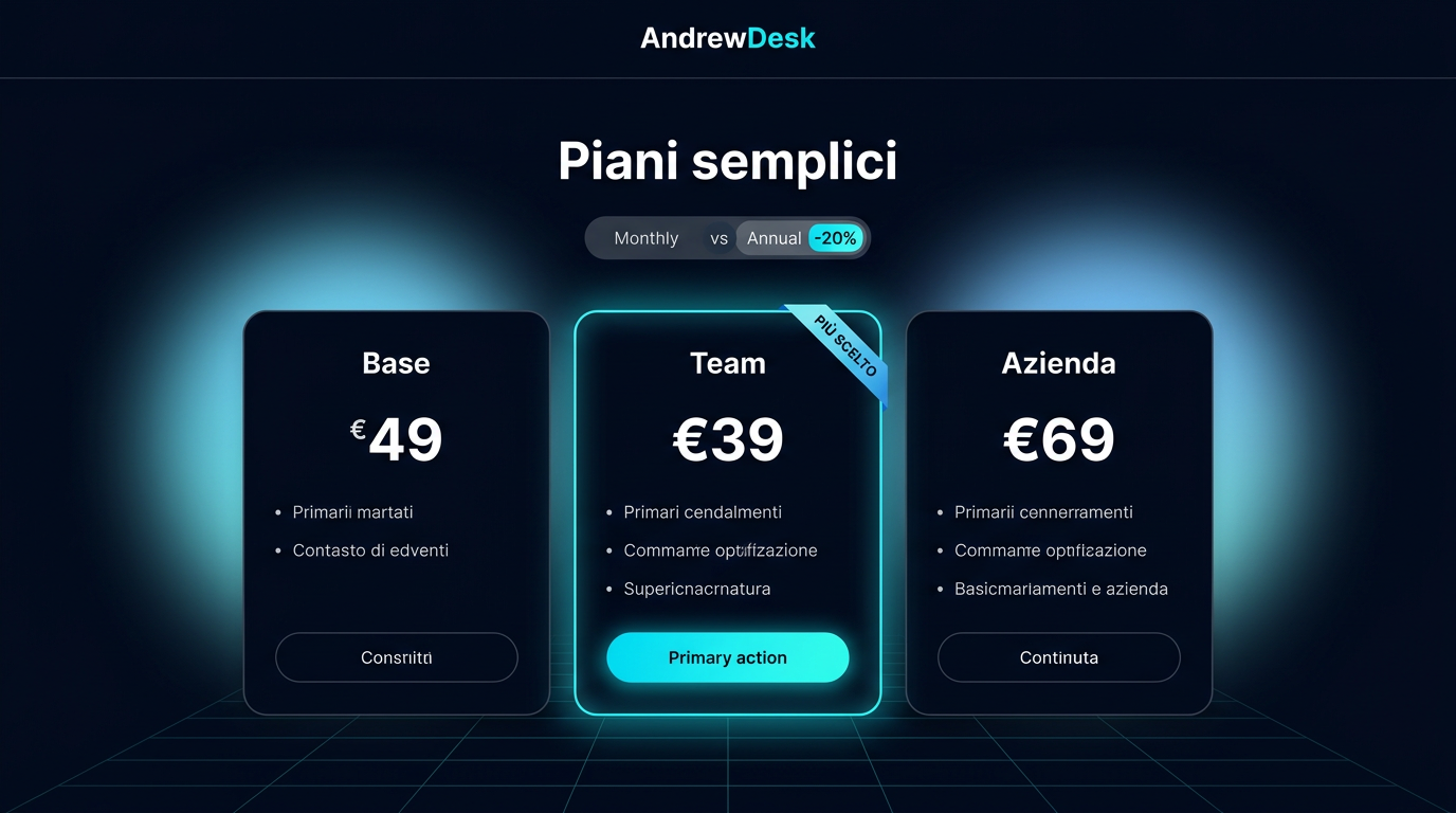 Pagina prezzi SaaS — AndrewDesk